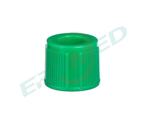 plastic cap component for blood collection tube Green plastic cap component for blood collection tube Green