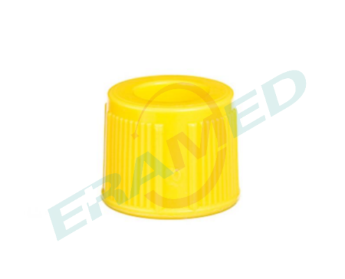 plastic cap component for blood collection tube Yellow plastic cap component for blood collection tube Yellow