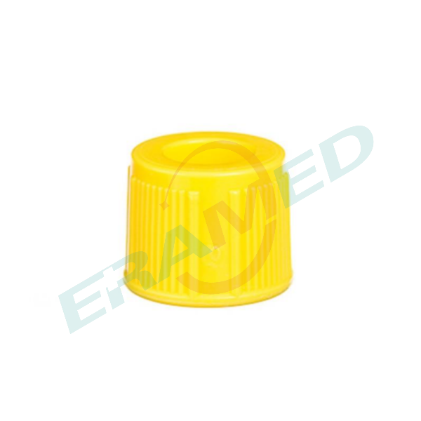 plastic cap component for blood collection tube Yellow plastic cap component for blood collection tube Yellow